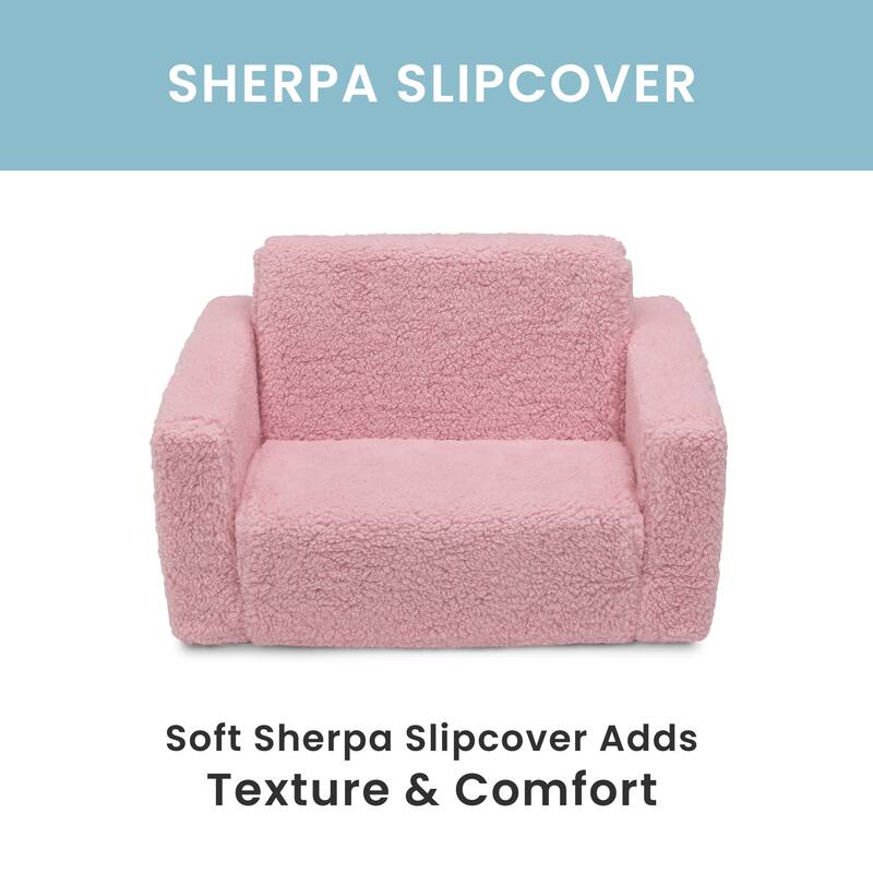 Cozee Flip-Out Sherpa 2-in-1 Convertible Chair to Lounger for Kids