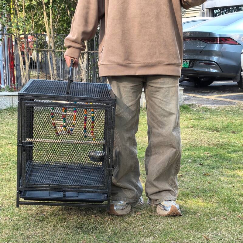 Wrought Iron Bird Travel Carrier Cage for Parrots Conures Lovebird Cockatiel Parakeets