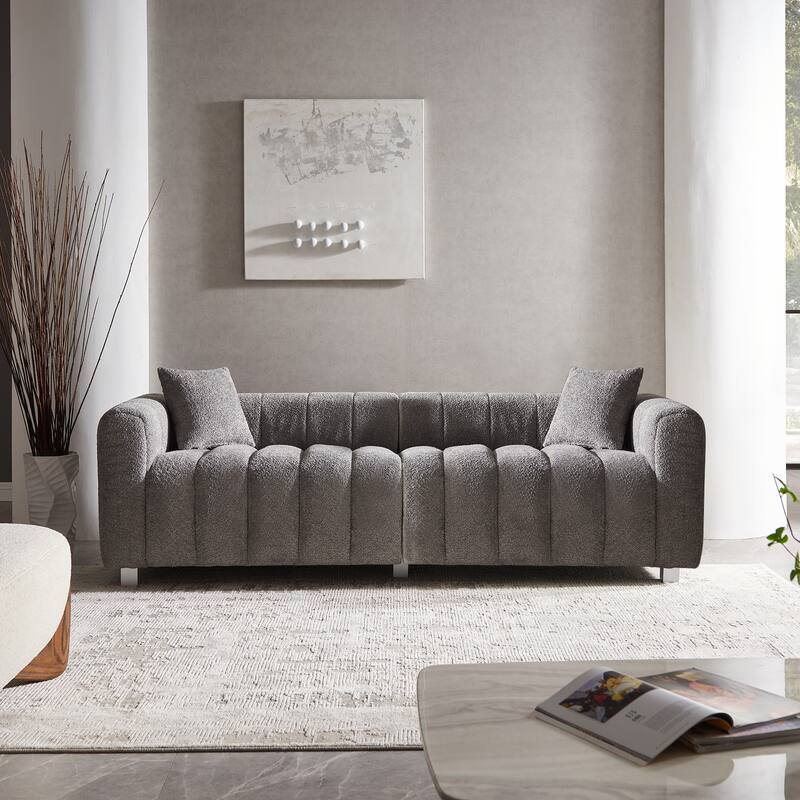 87.4" Teddy Velvet 3-Seater Sofa with Ergonomic & Space-Saving Design