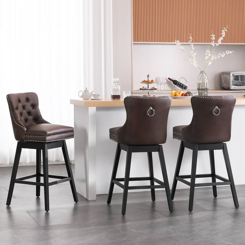 26"/29" Faux Leather Swivel Counter and Bar Height Stools (Set of 1/2/3/4)