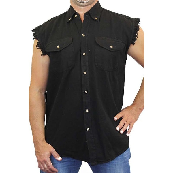 men's sleeveless button up shirts