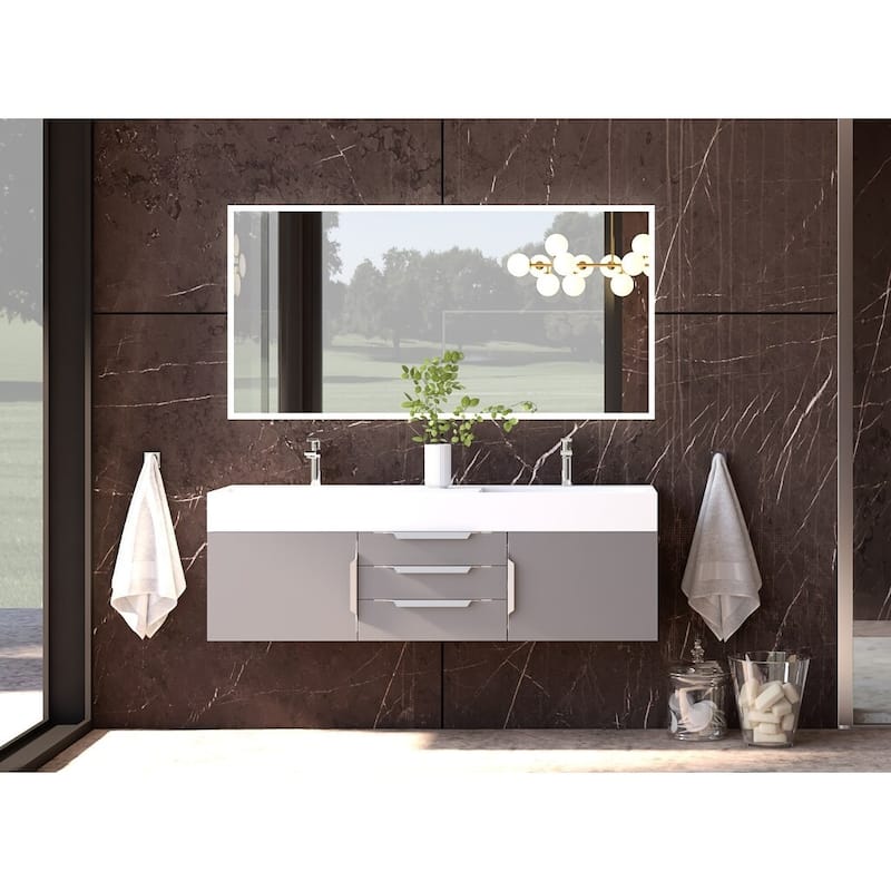 Amazon 60" Wall Mounted Bathroom Vanity Set w/ White Top