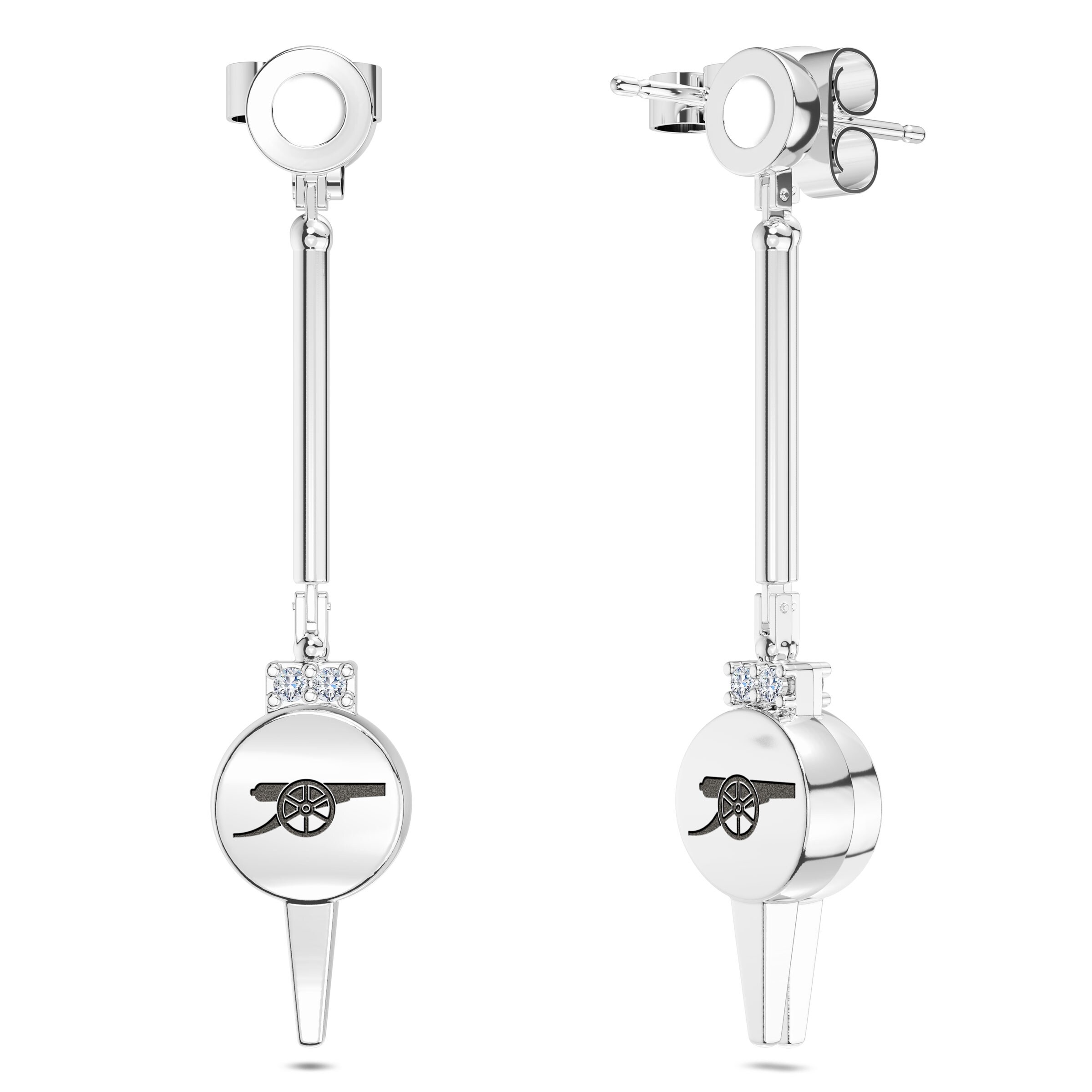 Shop Arsenal Fc Engraved Sterling Silver Diamond Dangle Earrings