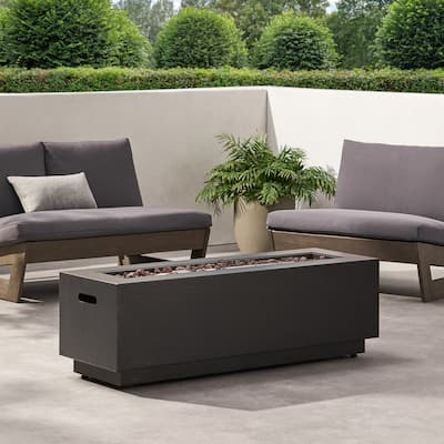 48 in. W x 15 in. H Iron Square Propane Gas Burning Outdoor Fire Pit in Brown