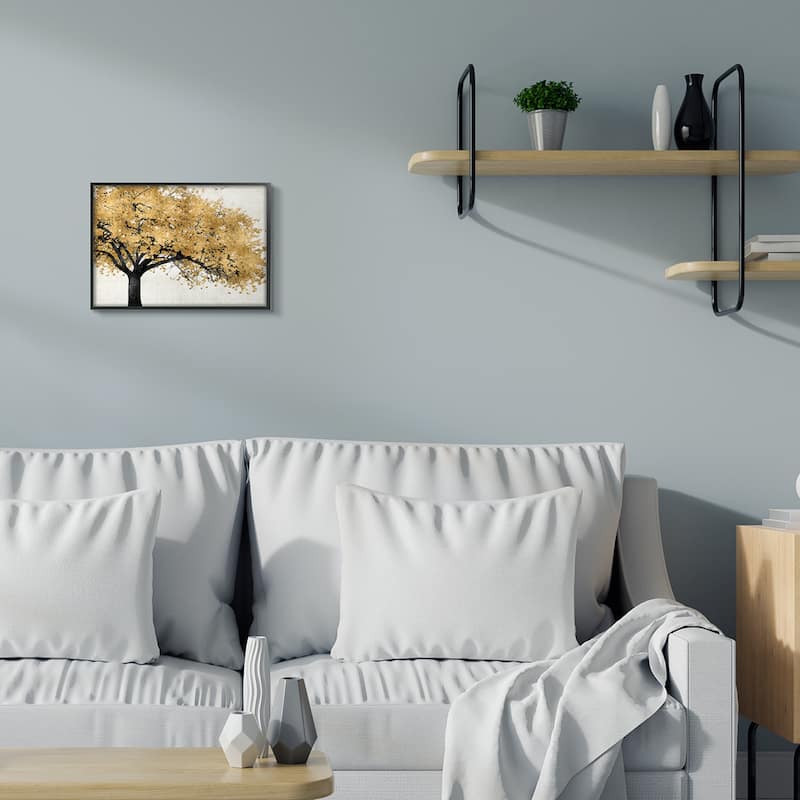 Stupell Traditional Tree with Autumn Leaves over Neutral Framed Giclee Texturized Art by Kate Bennet