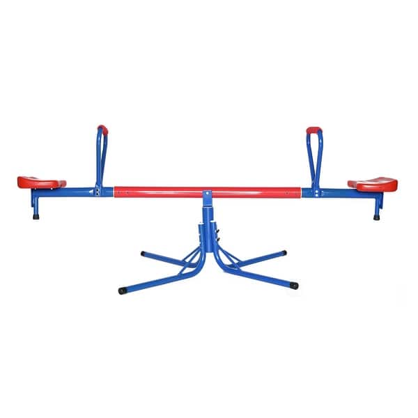 slide 2 of 7, Extendable Outdoor Red and Blue Metal Rotating Seesaw Kids - See Saw