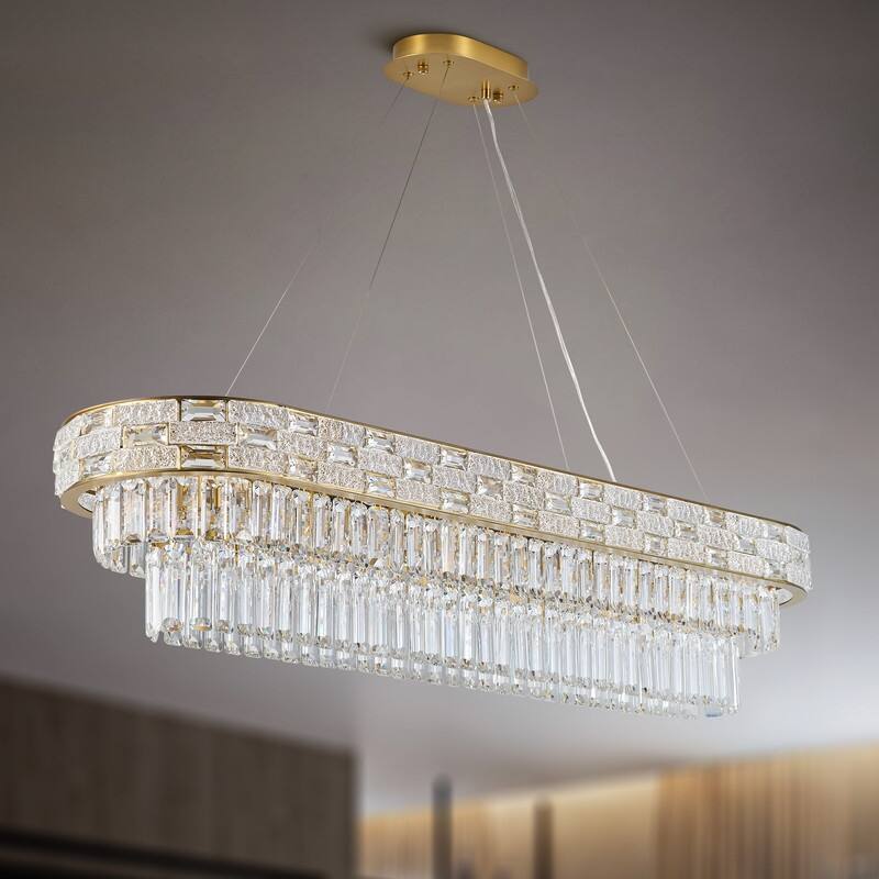 KAYLA Crystal Chandelier - Large K9 Crystal Pendant Light for High Ceilings, Entryway, Foyer, Dining Room & Living Room