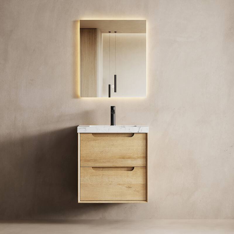 Prismis 24" 30" Wall-Mount Premium Bathroom Vanity with Upgraded Top