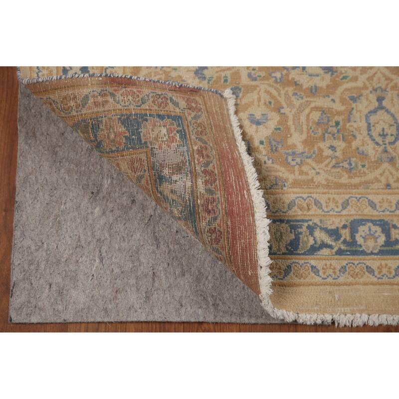 Hand Knotted Oriental 100% Wool Carpet Traditional Floral Peach Mashad Area Rug - 12' 7'' X 9' 4''
