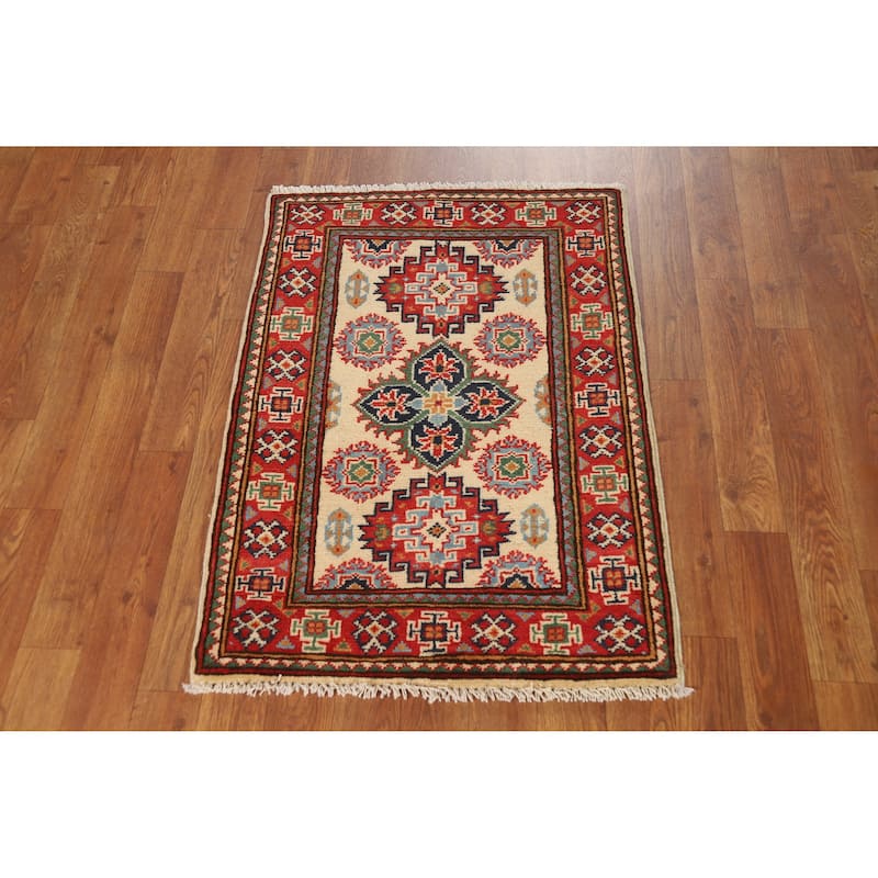 Kazak Oriental Rug Hand-Knotted Wool Carpet - 2'0"x 3'0"