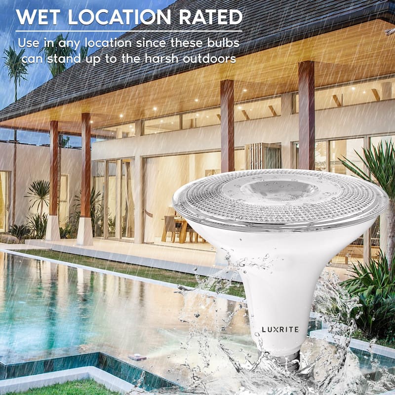 Luxrite 6 Pack LED PAR38 Flood Light Bulb 1250 Lumens 15W Dimmable Wet Rated E26 Base UL Listed