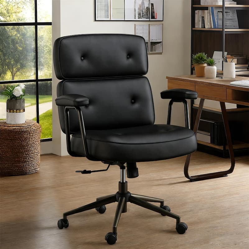 Ergonomic Home Office Desk Chair, Computer Chair with Lumbar Support Executive Task Armrests Chair - Black