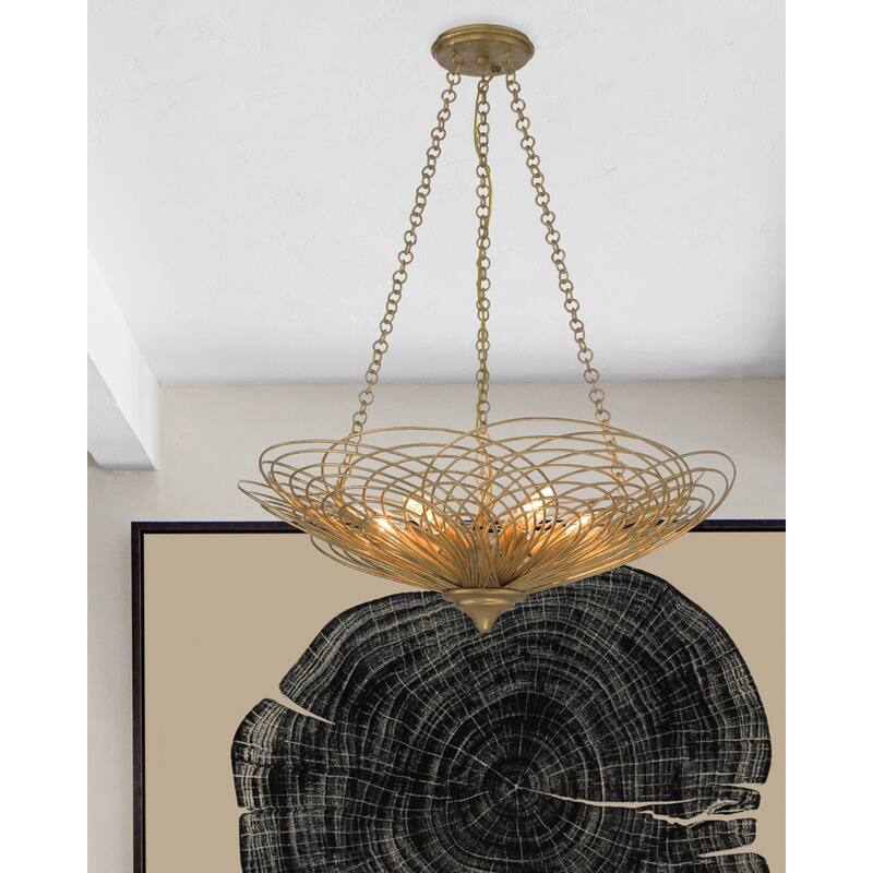 Doral 6 Light Renaissance Gold Chandelier - 24"W x 10"H x 24"D