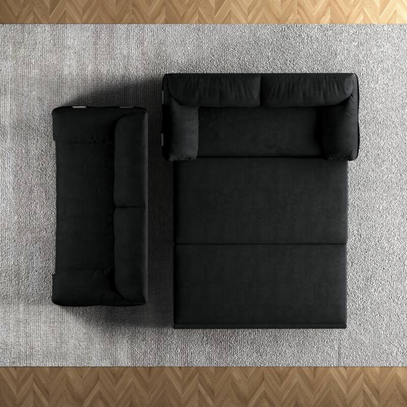 63.8" Queen Pull Out Sofa Bed, 3-in-1 Convertible Sleeper Sofa with Side Storage,Multi-Functional Velvet Loveseat Bed