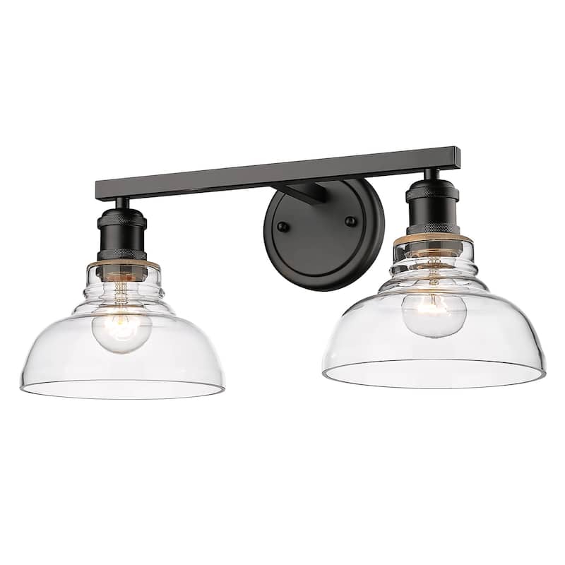 Golden Lighting 0305-BA2 CLR Carver 2 Light 20" Wide Bathroom Vanity - Matte Black