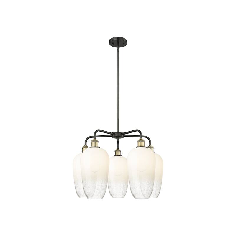 Innovations Lighting Endless Possibilities Ballston - Brookhaven Flute - 5 Light 26" Stem Hung Chandelier - Black Antique Brass/Opal