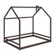 preview thumbnail 11 of 9, Espresso House Platform Bed for Kids, Toddler House Full Bed with Roof, Wood Floor Bed Frame for Girls Boys Bedroom Furniture