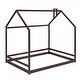 preview thumbnail 14 of 38, Semi-Enclosed House Bed for Kids, Full Size Floor Bed with Roof, Playhouse Design, Solid Pine Wood Frame, No Slats