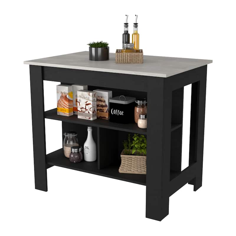 Brooklyn Kitchen Island, Three Concealed Shelves