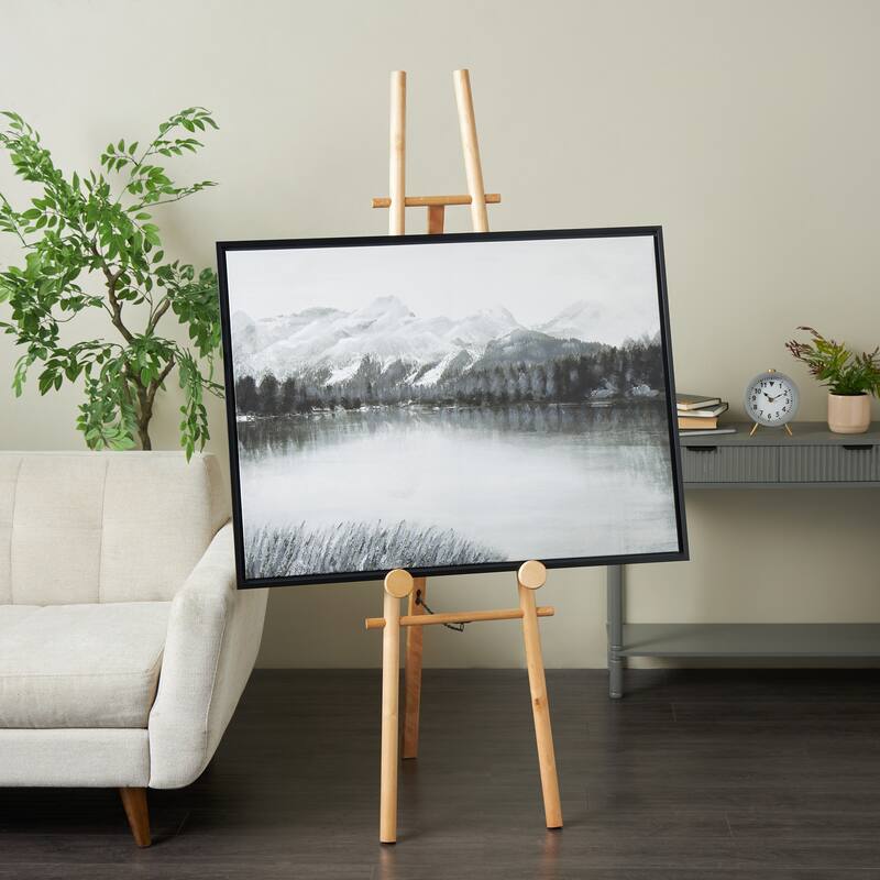 Wood Tall Adjustable 3 Tier Easel with Chain Support - Light Brown - Roche River Decor