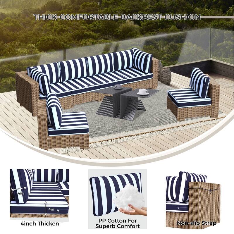 14 Piece Outdoor Furniture Replacement Cushions,Patio Seat Cushions