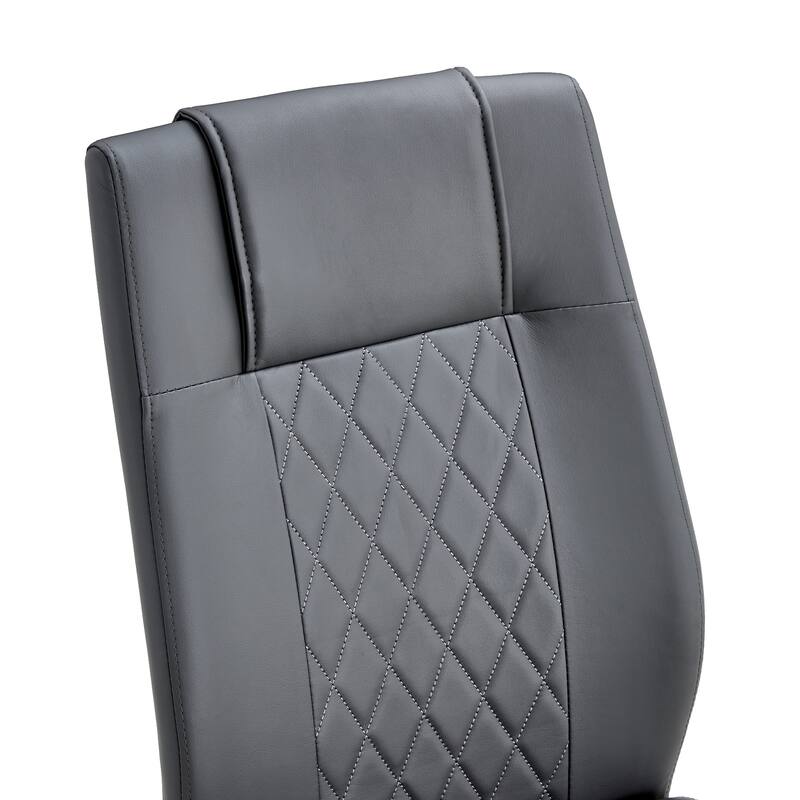 Rectangular Dining Table Set for 6-8 People, Modern Glass Table with Faux Leather Chairs