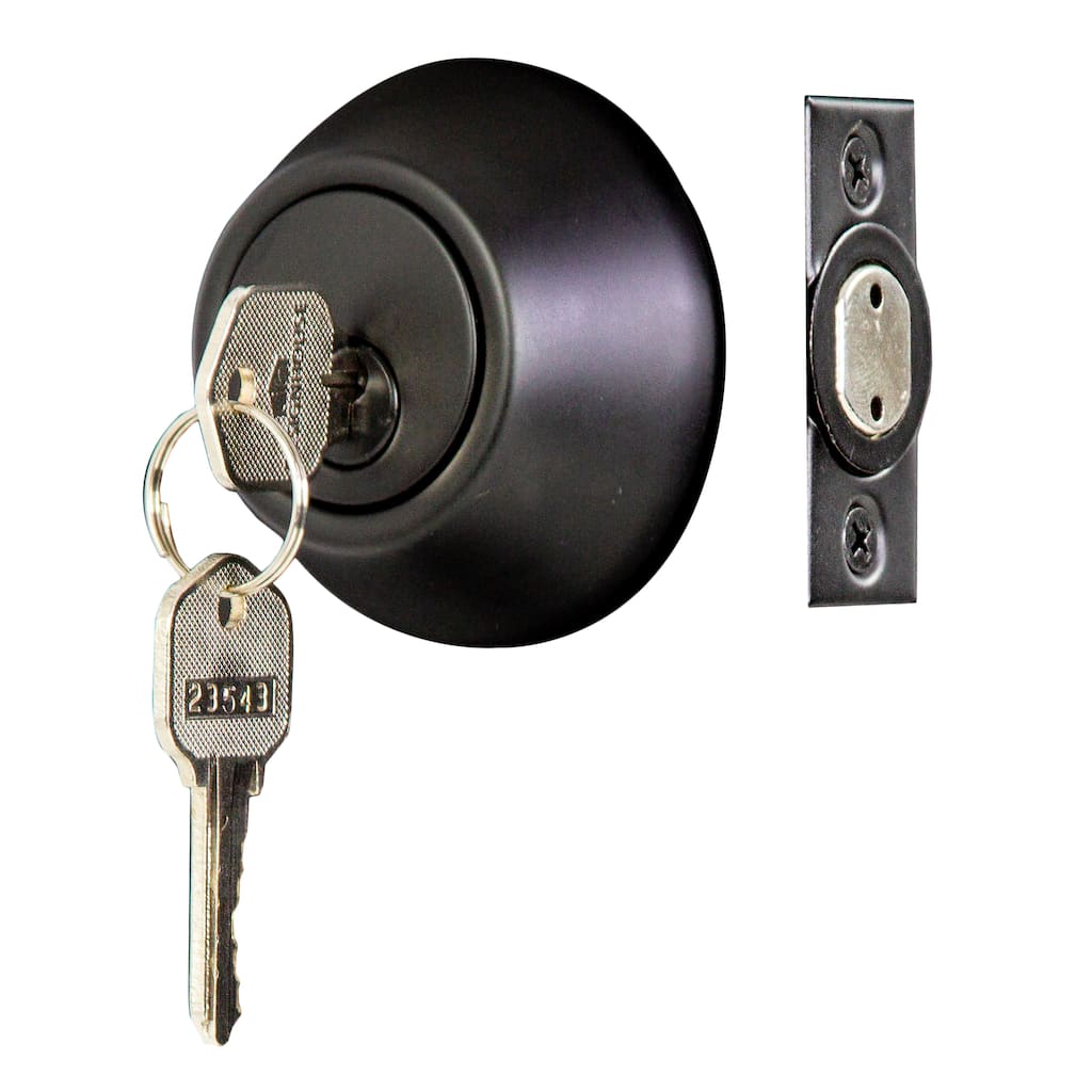 Design House Single Cylinder 6-Way Universal Deadbolt with Latch, Matte Black