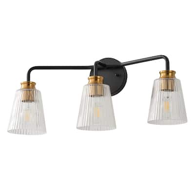 3 Light Matte Black Vanity Light Modern Bathroom Wall Fixture