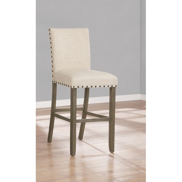Sundon Beige Upholstered Bar Stools Set of 2 Bed Bath Beyond