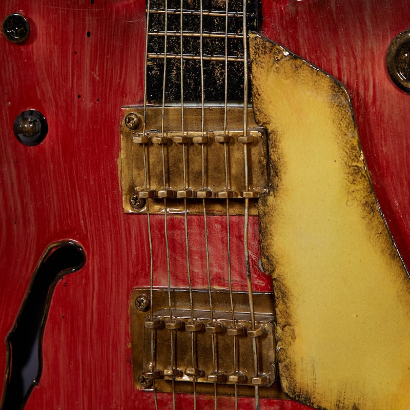 Multi Colored Metal Guitar Home Wall Decor (Set of 2)