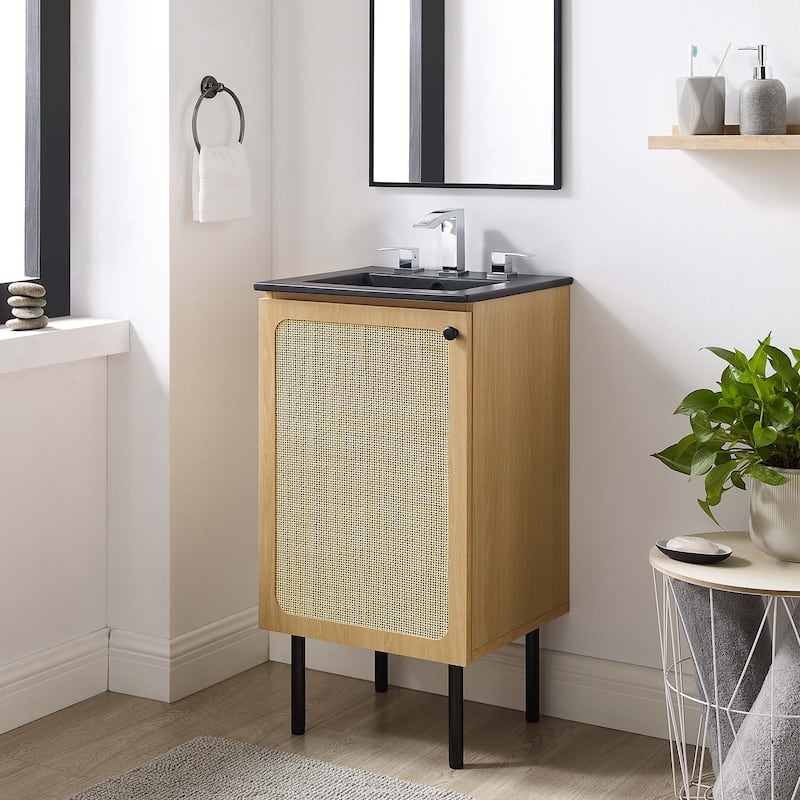 Chaucer Bathroom Vanity with Black Basin Included - Oak Black - 18"