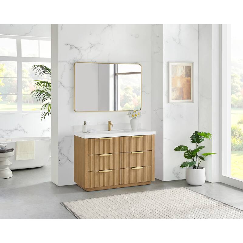 Santarem Single Vanity with Pure White Quartz Stone Top without Mirror