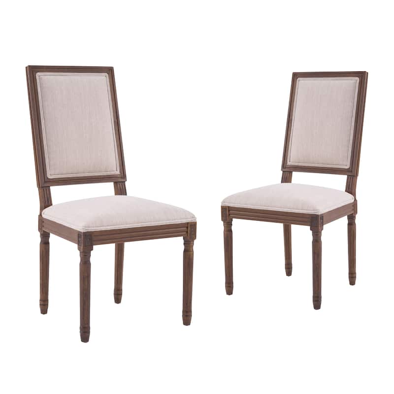 Christopher Knight Home - French Country Dining Chairs Set with Upholstered Backrest & Upholstered Seats with Fluted Legs