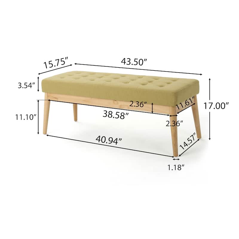 Saxon Mid-century Tufted Fabric Ottoman Bench by Christopher Knight Home - 43.00 L x 15.75 W x 17.00 H