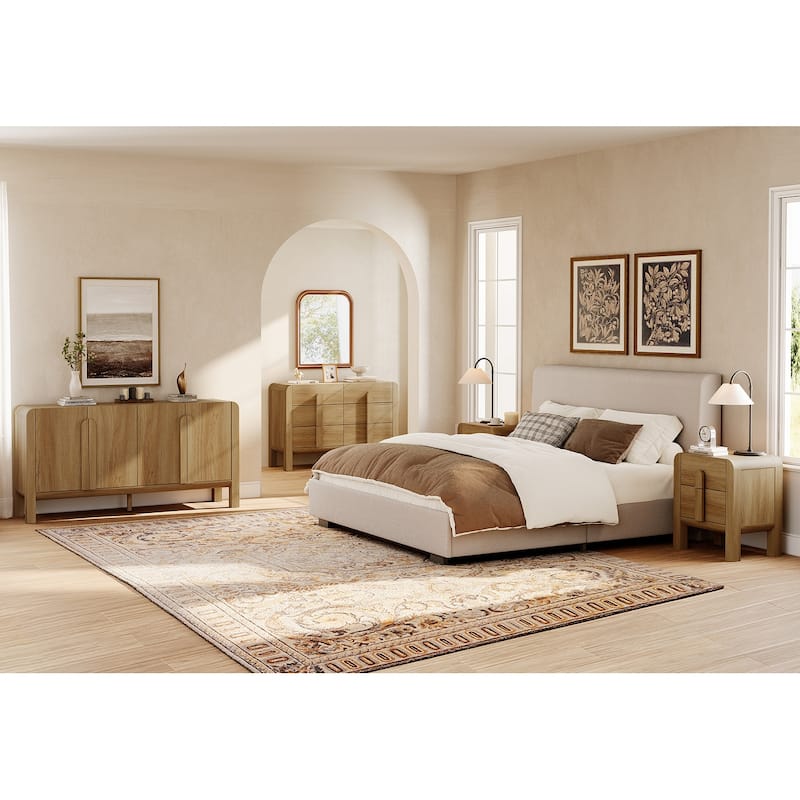 WAMPAT 4 Pcs Bedroom Set,6 Drawer Dresser And Nightstand Sets For Bedroom, Night Stand Set Of 2, Modern Accent Chest