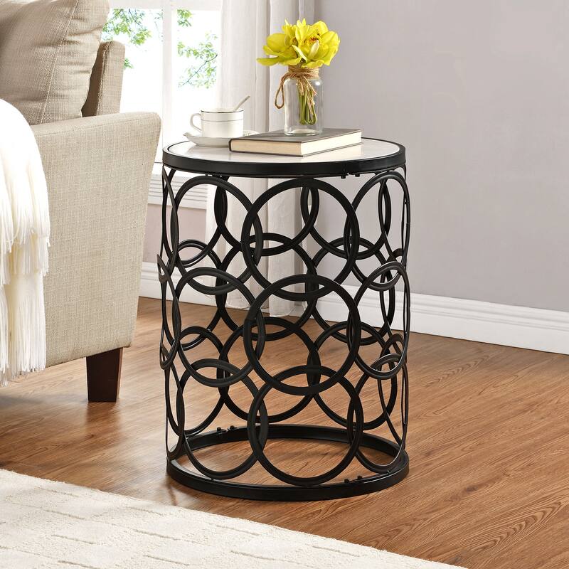 FirsTime & Co. Gilded Circles Table, Iron, 16.75 x 16.75 x 22 in, American Designed