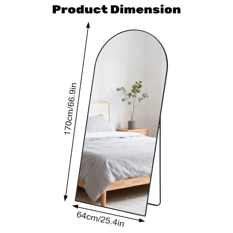 Arched Full Length Mirror with Stand, Floor Standing Mirrors for Bedroom Body Hanging Leaning Wall Living Room Cloakroom ﻿