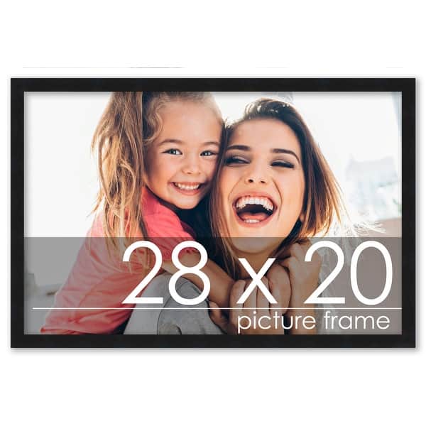 28x20 Frame Black Wood Picture Frame UV Acrylic, Foam Board Backing