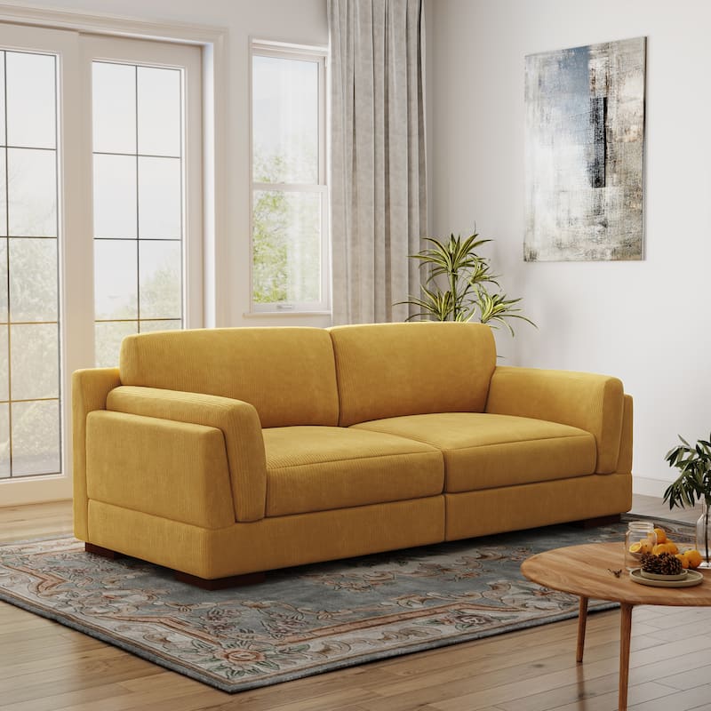 90.2"W Corduroy Upholstered Living Room Sofa