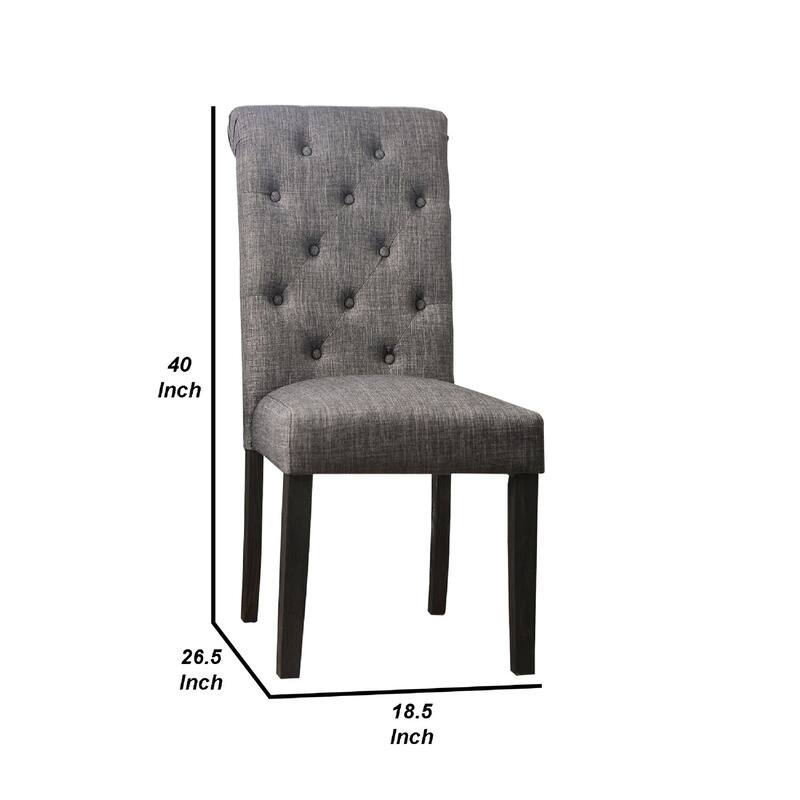 Black/Neutral Gray Fabric Upholstered Wood Frame Dining Chair, Sturdy Dining Chair for Dining Rooms - 25.5