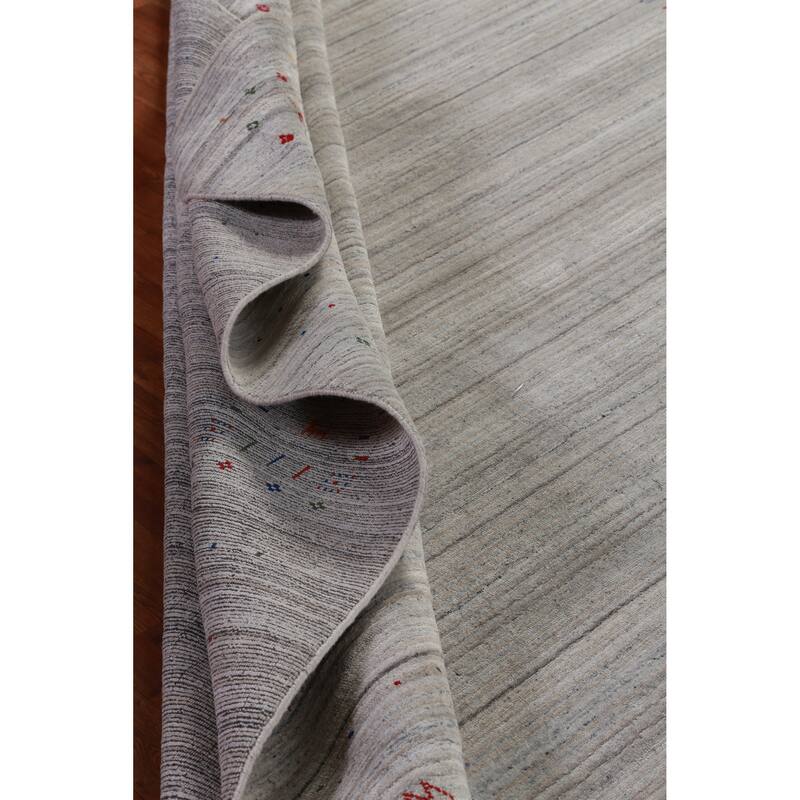 Hand Knotted Oriental 100% Wool Carpet Tribal Stripe Greys & Charcoal Gabbeh Area Rug - 12' 0'' X 8' 10''