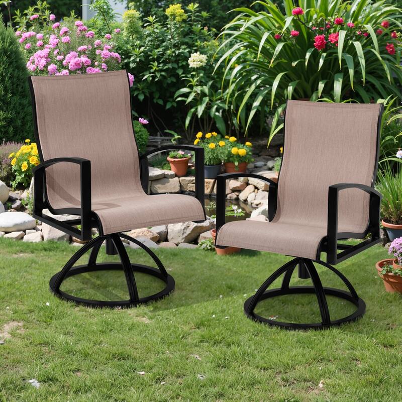 Outdoor Patio Aluminum Swivel Dining Chairs Armchair Sunbrella Fabric