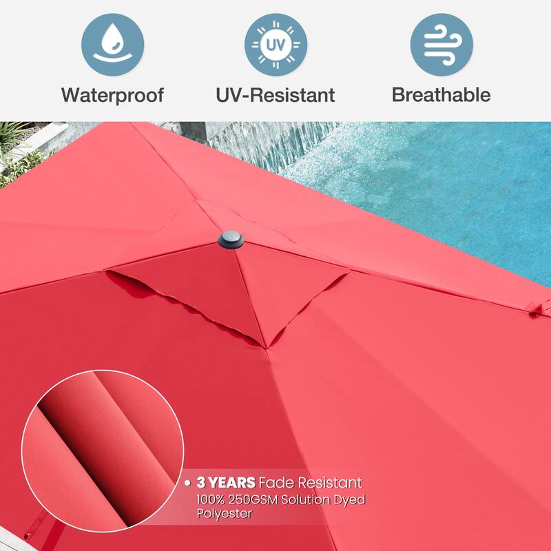 VredHom 10X13 FT Patio Outdoor Cantilever-Offset Umbrella with Base Stand