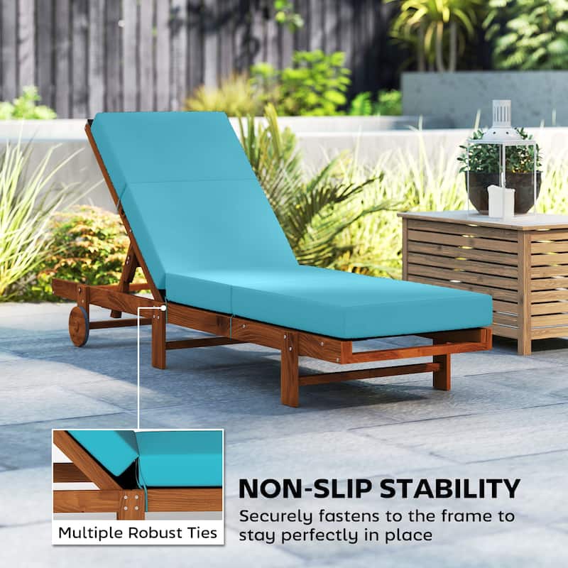 Outsunny Chaise Lounge Cushion, 4" Thick Outdoor Lounge Chair Cushion with Non-Slip Ties