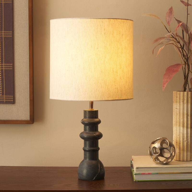 SAFAVIEH Lighting Teya Table Lamp 22-Inch Marble Base Design - 12"W x 12"D x 22"H - Black Marble