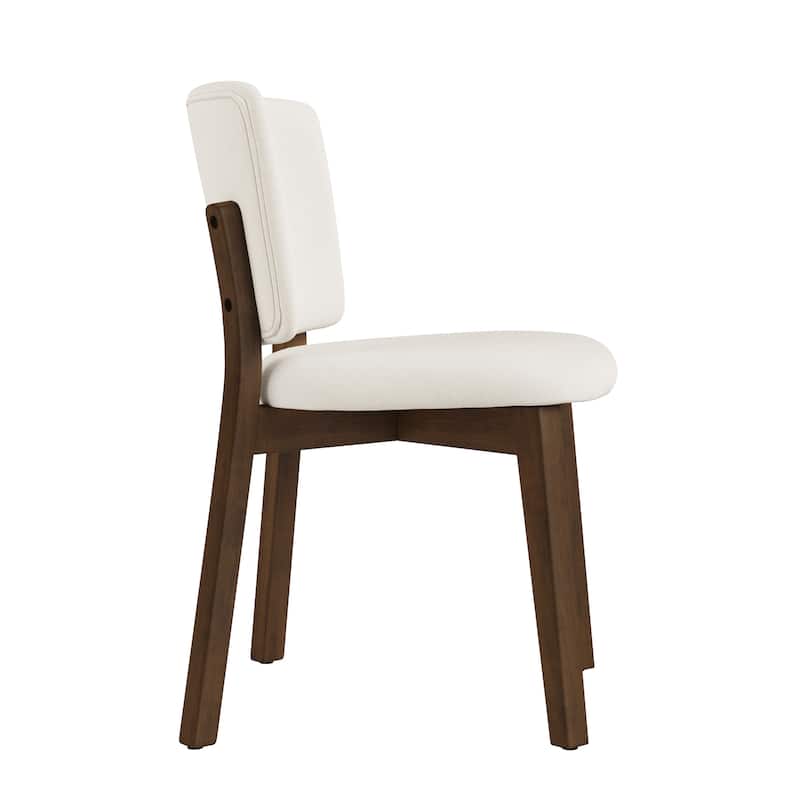 Fabric Upholstered Dining Chairs Set of 2/4 with Wooden Legs, Modern Kitchen Dining Chairs with Back, Walnut Flaxen