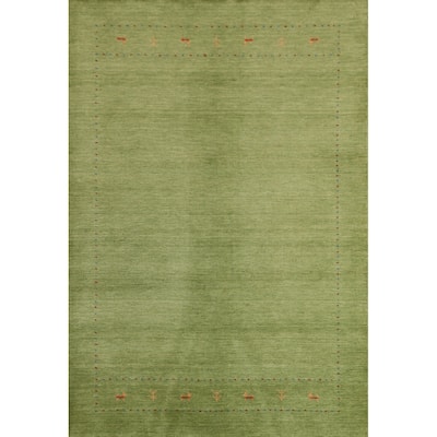 Hand Knotted Oriental 100% Wool Carpet Tribal Animal Pictorial Green Gabbeh Area Rug - 7' 7'' X 5' 3''