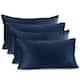 Nestl Solid Microfiber Soft Velvet Throw Pillow Cover (Set of 4) - 12" x 20" - Navy Blue