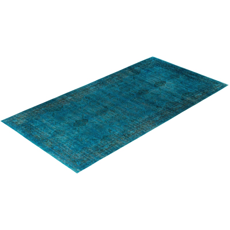 Overdyed, One-of-a-Kind Hand-Knotted Area Rug - Blue - 9' 1" x 17' 10"