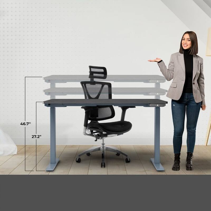 Rise Up Electric Standing Desk Dual Motor 60x30 solid bamboo desktop